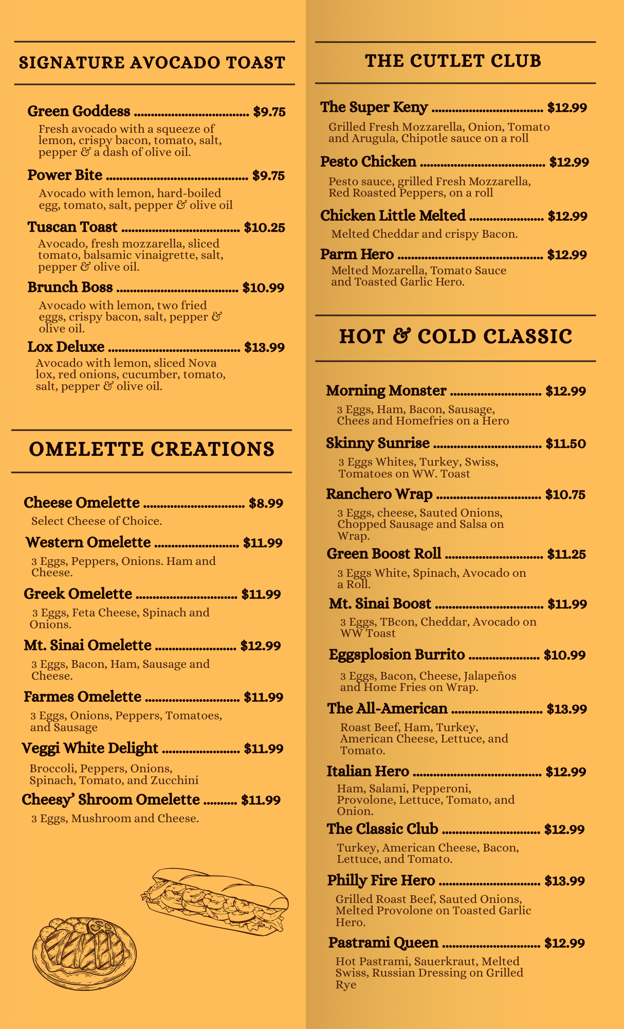 Mount Sinai Bagel & Deli menu, page 2 of 4