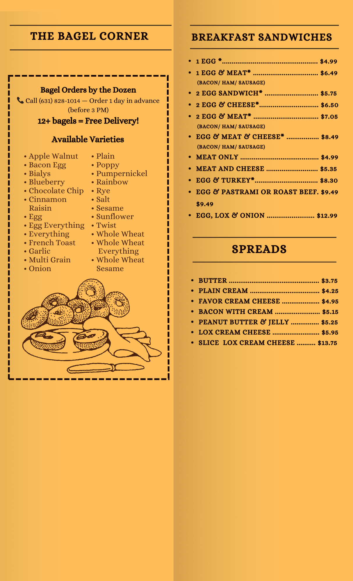 Mount Sinai Bagel & Deli menu, page 4 of 4